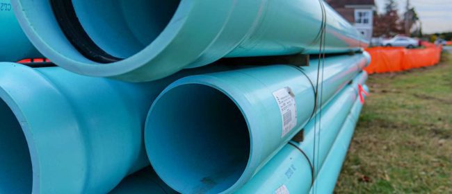 Close up of light blue water system pipes
